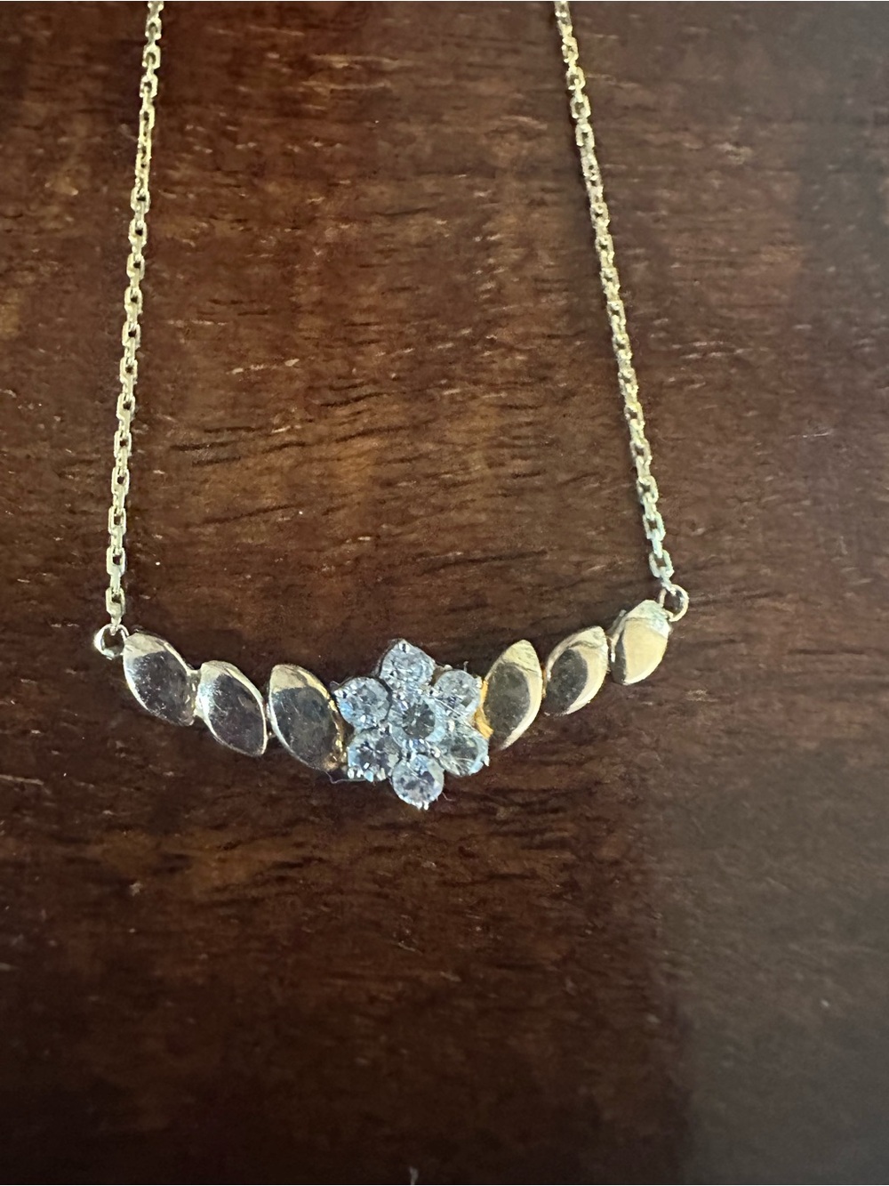 Delicate Gold Floral Diamond Necklace - SOLID Gold